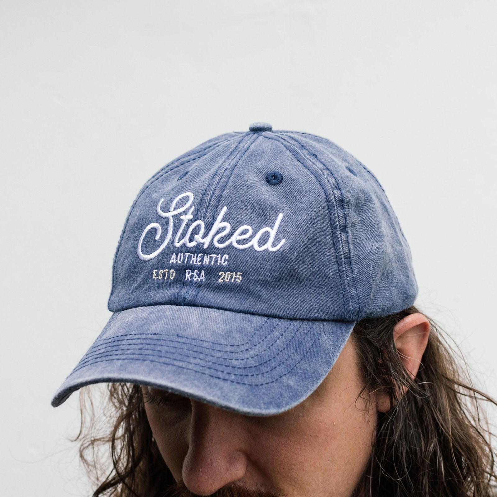 The Stoked Washed Navy Cap - Stokedthebrand. Lifestyle products for outdoor adventures. Made in South Africa
