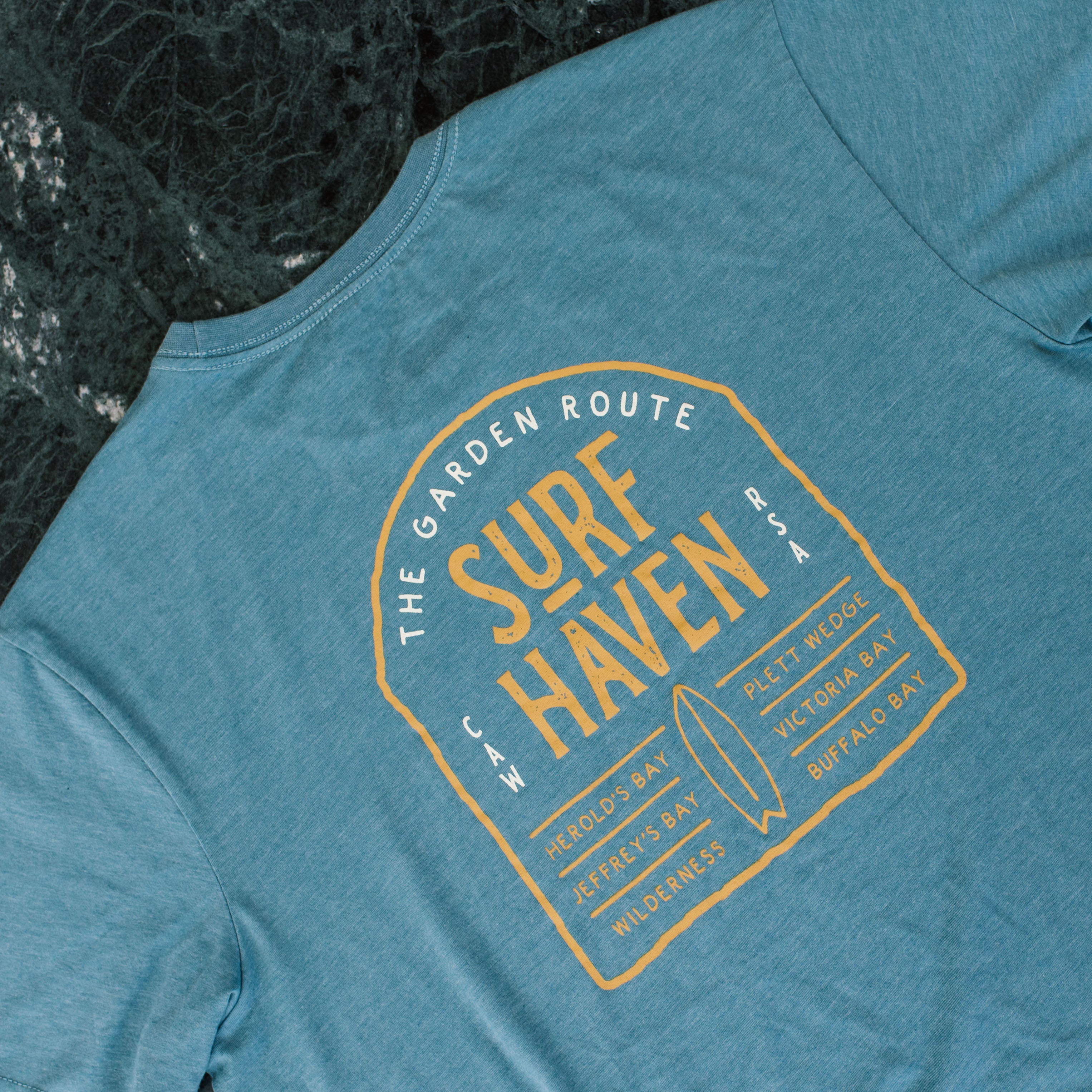 Teal Surf Haven T-Shirt - Stokedthebrand. Lifestyle products for outdoor adventures. Made in South Africa