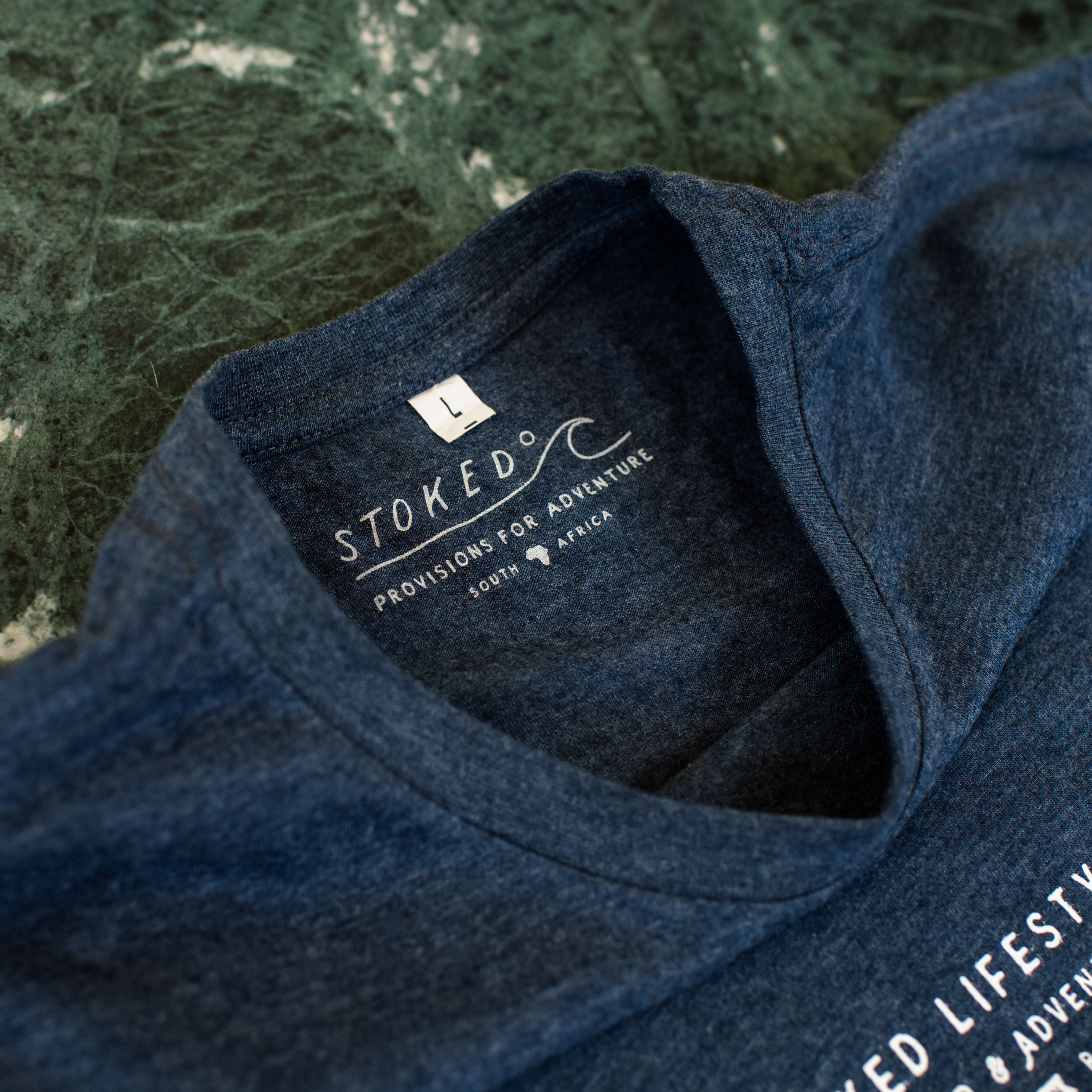 Dusk Navy Minimal Lifestyle T-Shirt - Stokedthebrand. Lifestyle products for outdoor adventures. Made in South Africa